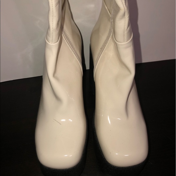 JEFFREY CAMPBELL Refresh Platform High Block Heel Boots Ice Crinkle Patent - Picture 4 of 9